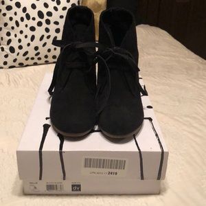 Pellie Black Suede Wedges